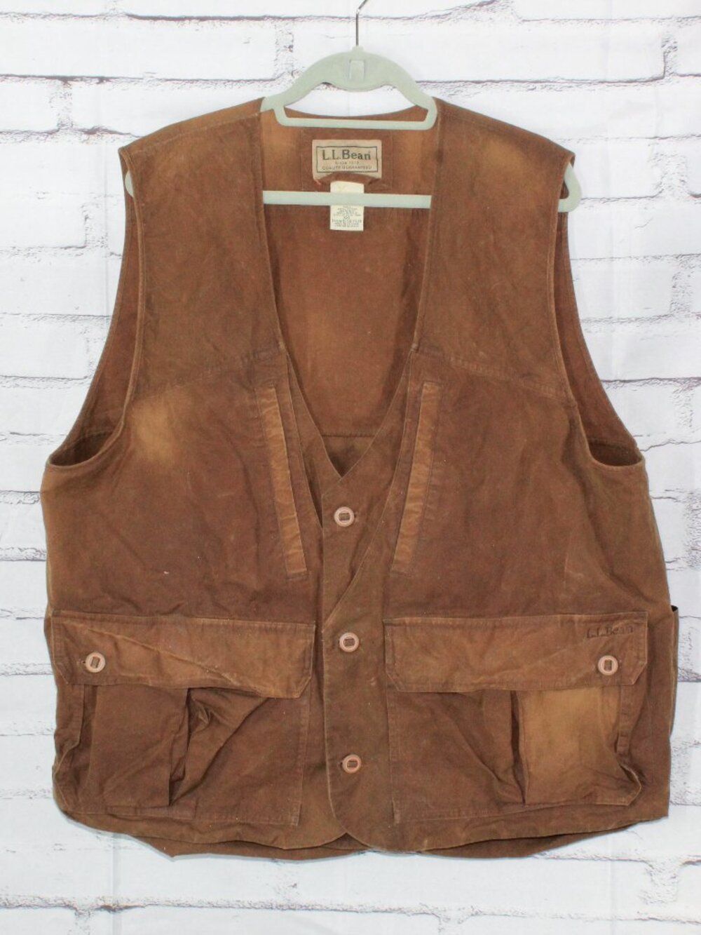 LL Bean Double L Waxed Cotton Upland Hunting Vest Maple Brown Size XXL
